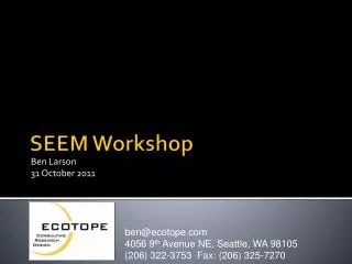 SEEM Workshop