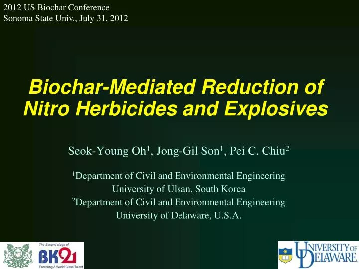 biochar mediated reduction of nitro herbicides and explosives
