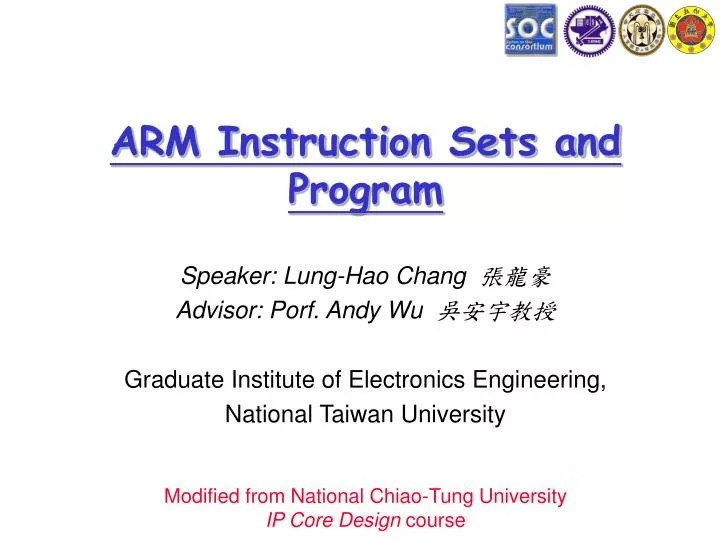 arm instruction sets and program