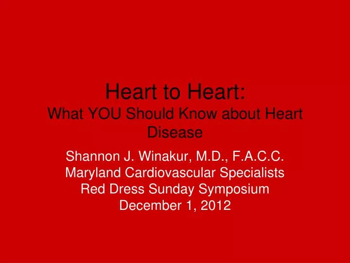 heart to heart what you should know about heart disease