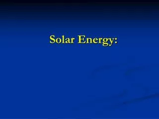 Solar Energy: