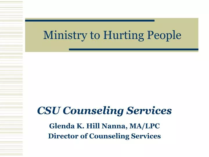 ministry to hurting people