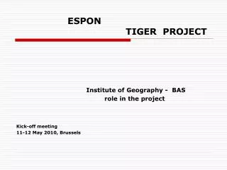 ESPON TIGER PROJECT