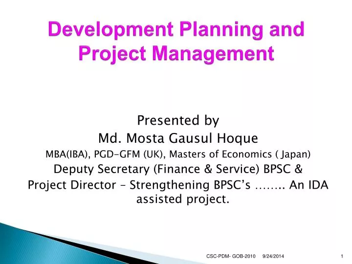 development planning and project management