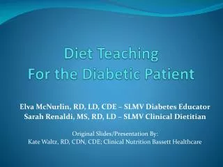 Diet Teaching For the Diabetic Patient