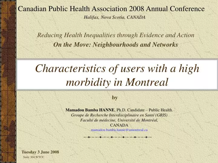 characteristics of users with a high morbidity in montreal