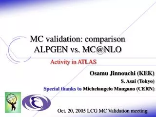 MC validation: comparison ALPGEN vs. MC@NLO