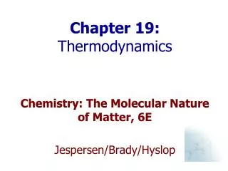 Chapter 19: Thermodynamics