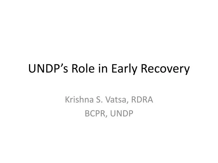 undp s role in early recovery