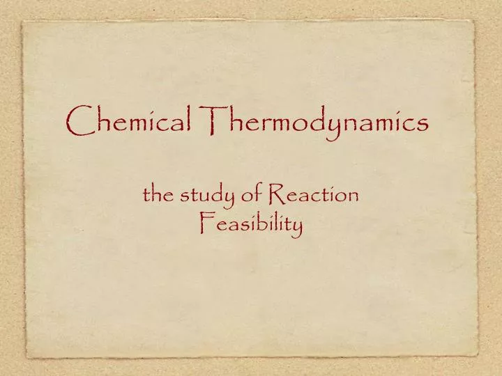 chemical thermodynamics