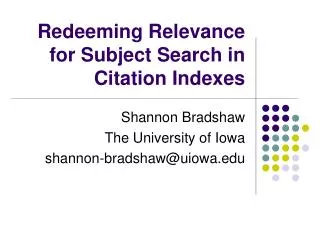 Redeeming Relevance for Subject Search in Citation Indexes