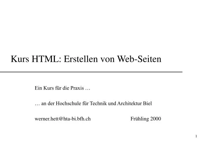 kurs html erstellen von web seiten