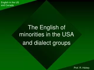 The English of minorities in the USA and dialect groups