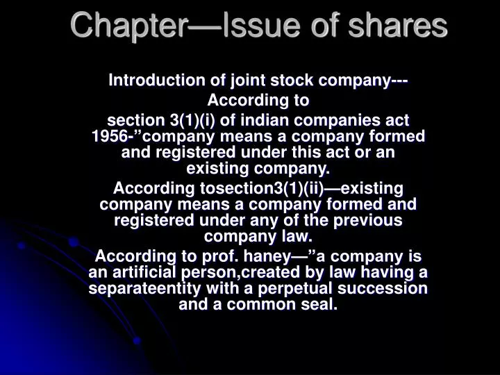 chapter issue of shares