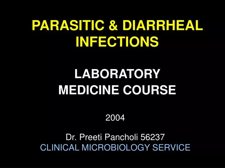 parasitic diarrheal infections laboratory medicine course