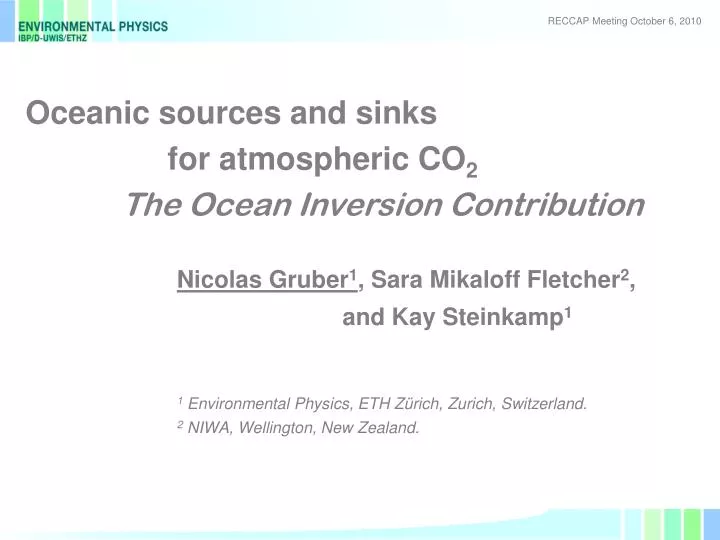 oceanic sources and sinks for atmospheric co 2 the ocean inversion contribution
