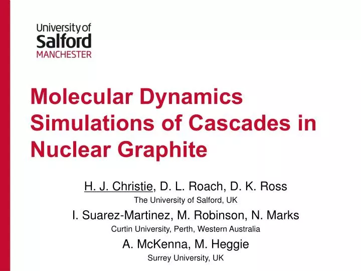 molecular dynamics simulations of cascades in nuclear graphite