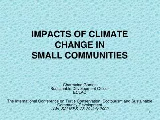 IMPACTS OF CLIMATE CHANGE IN SMALL COMMUNITIES