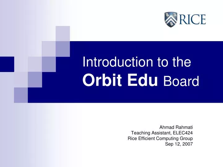 introduction to the orbit edu board