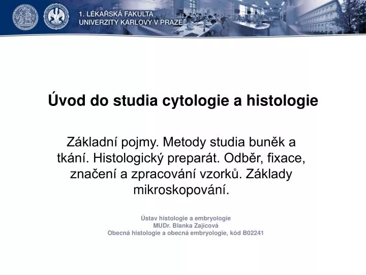 vod do studia cytologie a histologie