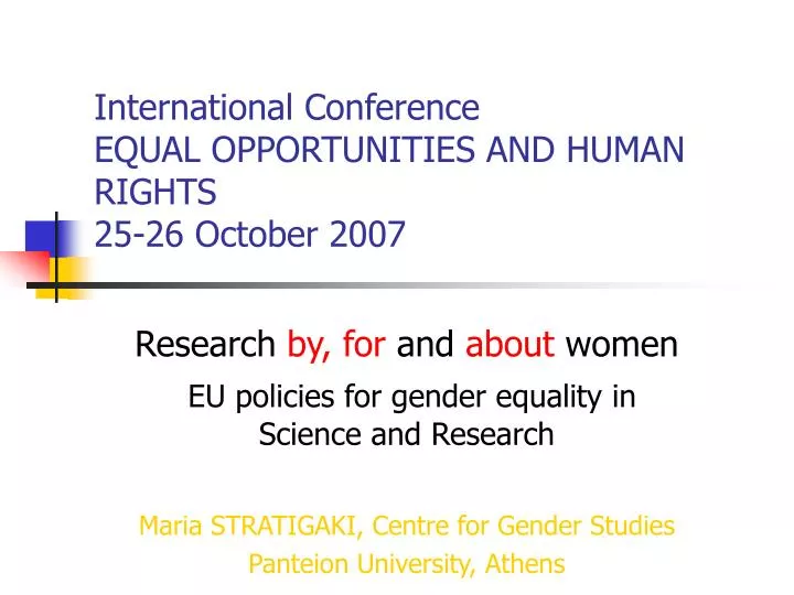 international conference equal opportunities and human rights 25 26 october 2007