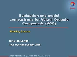 Evaluation and model comparisons for Volatil Organic Compounds (VOC)