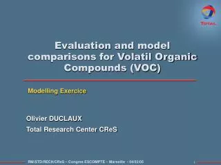 evaluation and model comparisons for volatil organic compounds voc