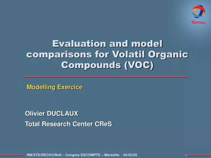 evaluation and model comparisons for volatil organic compounds voc