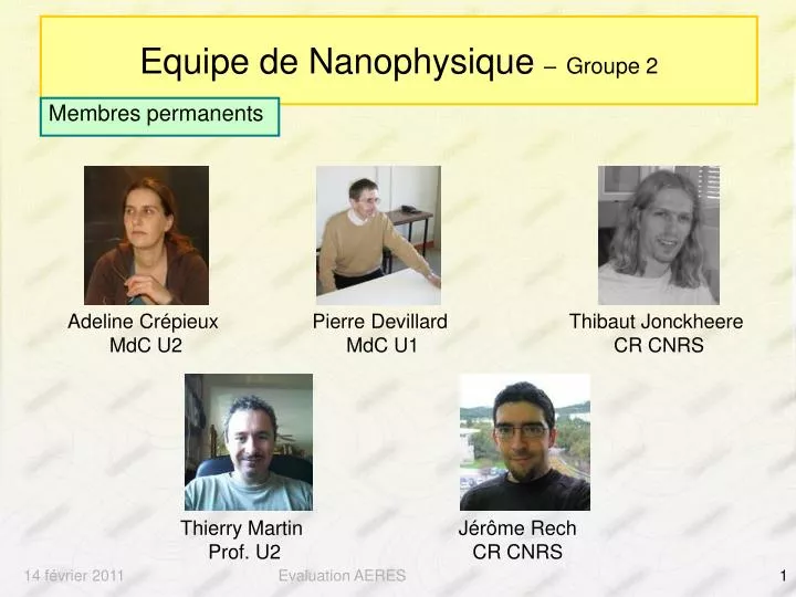 equipe de nanophysique groupe 2