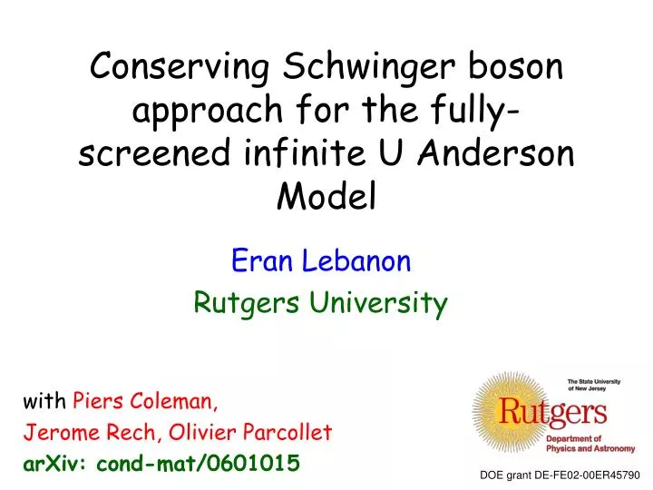 conserving schwinger boson approach for the fully screened infinite u anderson model