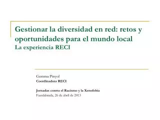 gestionar la diversidad en red retos y oportunidades para el mundo local la experiencia reci