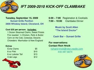 IFT 2009-2010 KICK-OFF CLAMBAKE