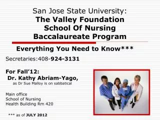 San Jose State University: The Valley Foundation School Of Nursing Baccalaureate Program
