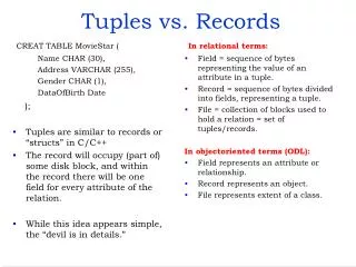 Tuples vs. Records