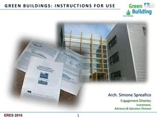 Arch. Simone Spreafico Engagement Director, Investment, Advisory &amp; Valuation Division