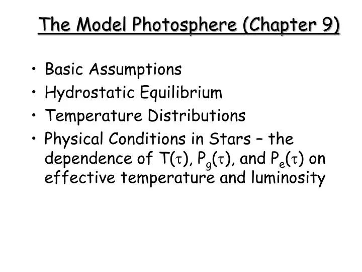 the model photosphere chapter 9