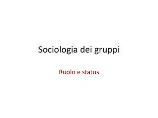 sociologia dei gruppi