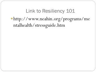 Link to Resiliency 101