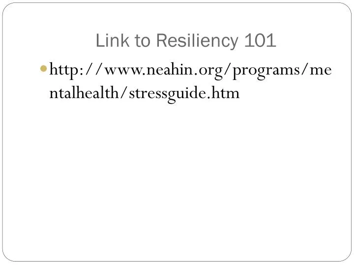 link to resiliency 101