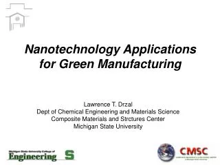 Nanotechnology Applications for Green Manufacturing