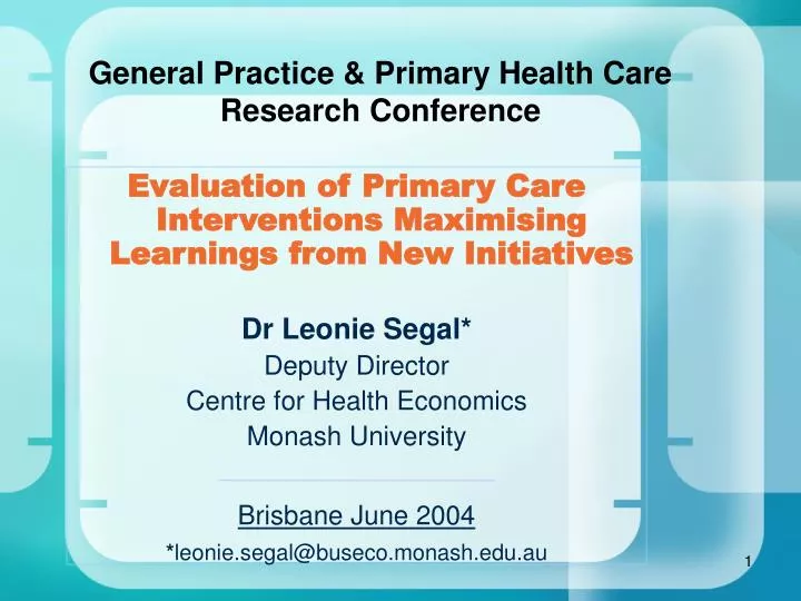 general practice primary health care research conference