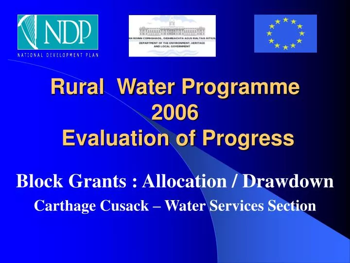 rural water programme 2006 evaluation of progress