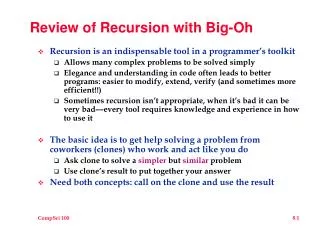 Review of Recursion with Big-Oh