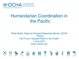 Humanitarian Coordination in the Pacific
