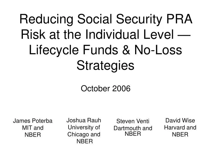 reducing social security pra risk at the individual level lifecycle funds no loss strategies