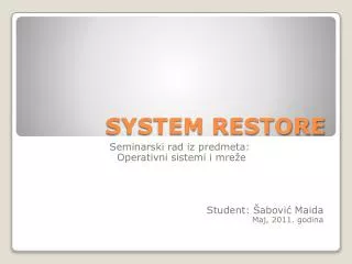 system restore