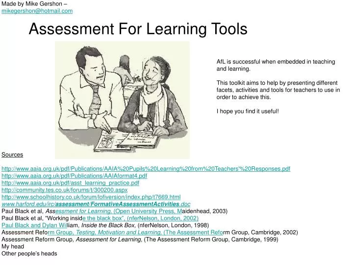 assessment for learning tools