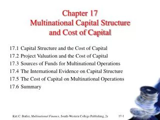 Chapter 17 Multinational Capital Structure and Cost of Capital