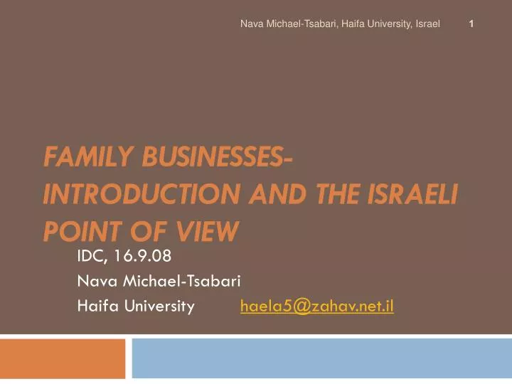 family businesses introduction and the israeli point of view