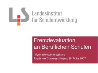 fremdevaluation an beruflichen schulen